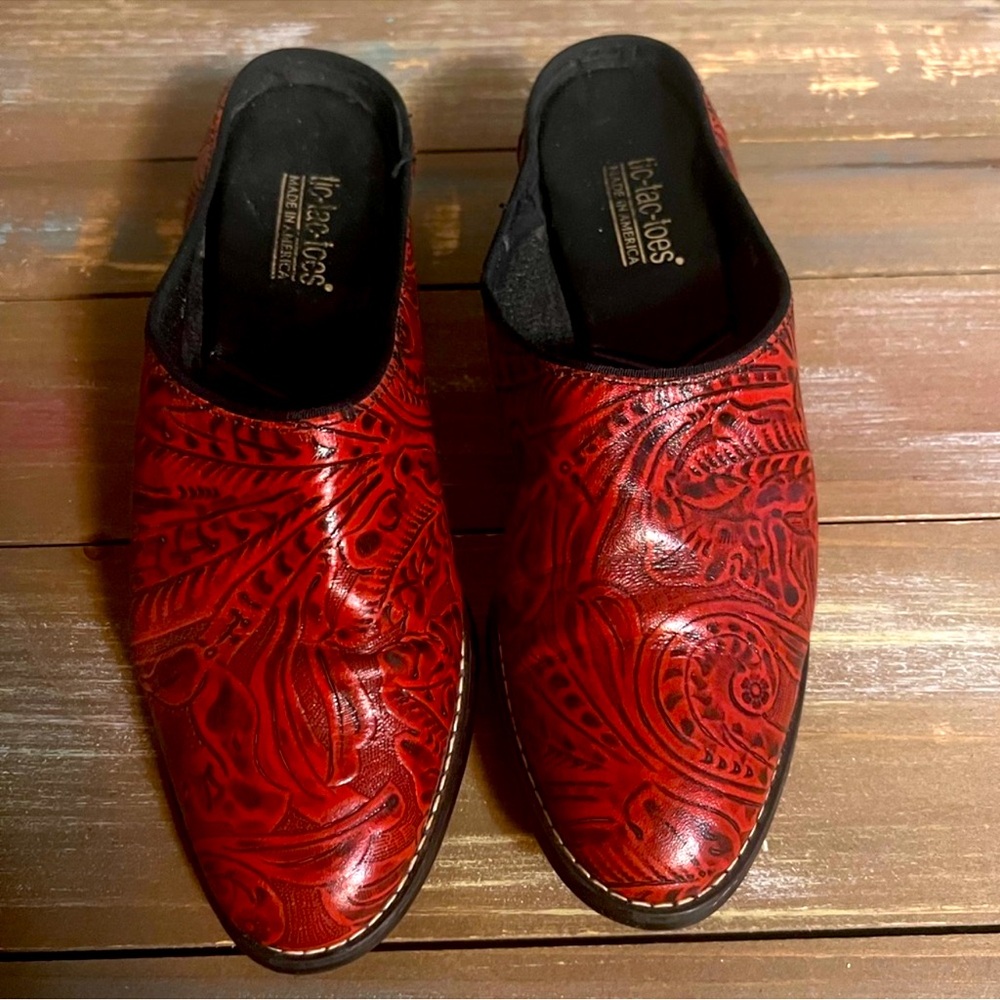 Vintage Tic-Tac-Toes Tooled Leather Western Boho Shoes Women's Size 7.5 - Picture 4 of 4